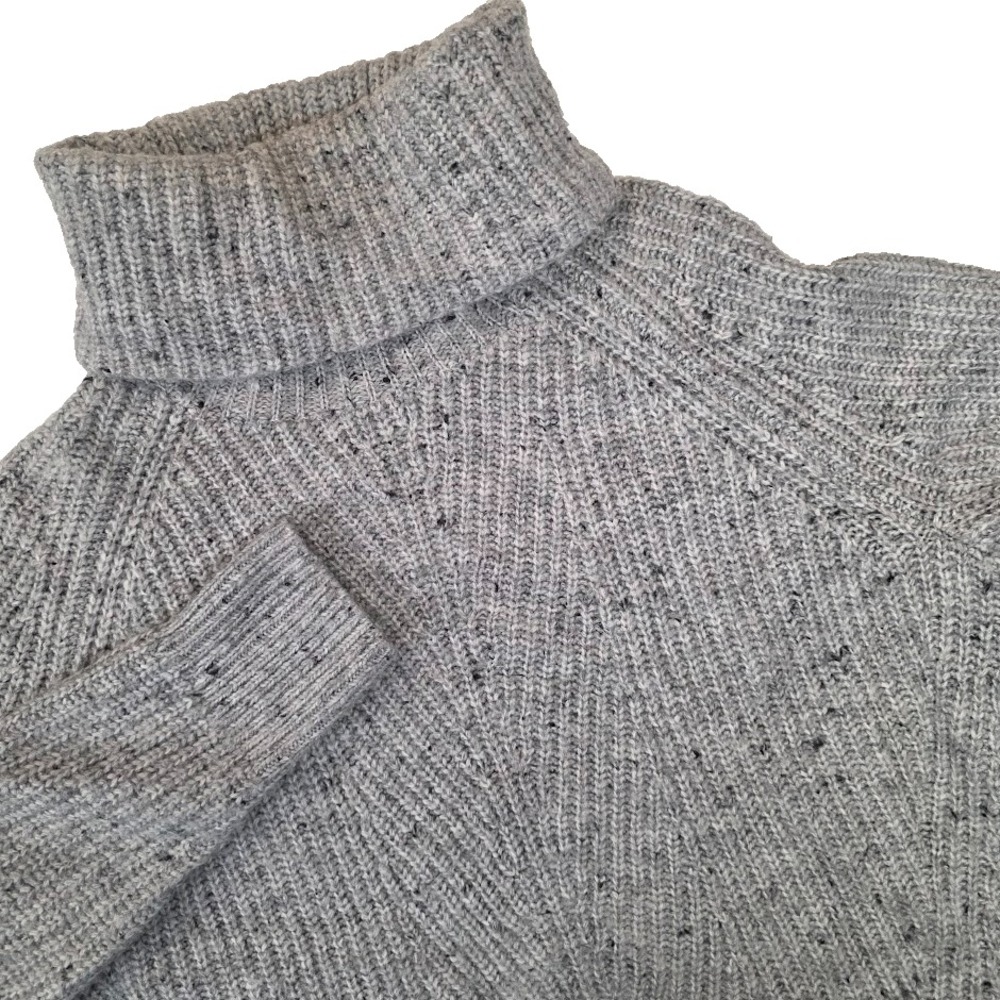 Madewell Women's S‎ Donegal Mercer Turtleneck Sweater Gray Chunky Knit AF520